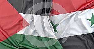 Flags of Palestine and Syria. 3D Rendering