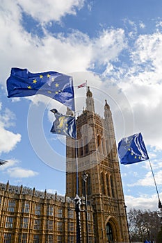 Flags at Parliament Square, London, England