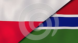 The flags of Poland and Gambia. News, reportage, business background. 3d illustration