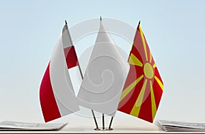 Flags of Poland and Macedonia FYROM