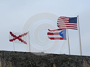 Flags proudly waving in the wind