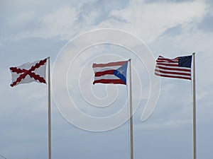 Flags proudly waving in the wind