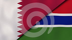 The flags of Qatar and Gambia. News, reportage, business background. 3d illustration