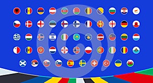 Flags of qualifying European football tournament 2024 participants are listed alphabetically photo