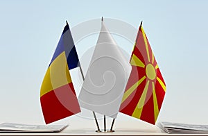Flags of Romania and Macedonia FYROM