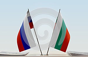 Flags of Russia and Bulgaria