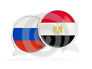 Flags of Russia and egypt inside chat bubbles