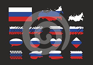 Flags russia europe asia illustration vector. Hand drawn.