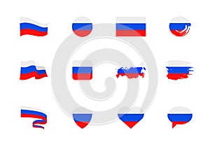 Flags of Russia - flat collection. Flags of different shaped twelve flat icons