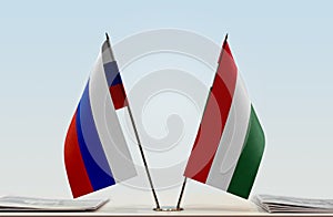 Flags of Russia and Hungary