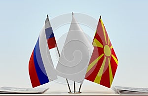 Flags of Russia and Macedonia FYROM