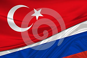 Flags of Russia and Turkey. International relationships