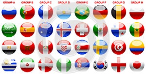 Flags s world cup soccer Russia 2018