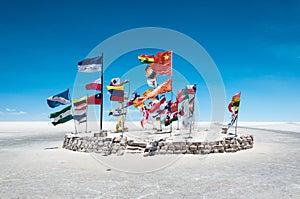 Flags in Salar de Uyuni - Bolivia