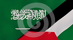 The flags of Saudi Arabia and Palestine. News, reportage, business background. 3d illustration
