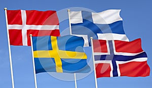 Flags of Scandinavia - Northern Europe photo