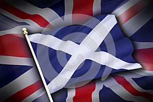 Flags of Scotland and UK - Scottish Independence