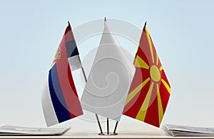 Flags of Serbia and Macedonia FYROM