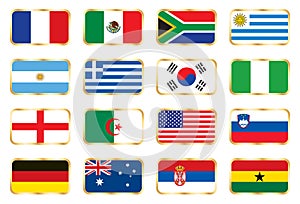 Flags set. Football World cup (groups A B C D)