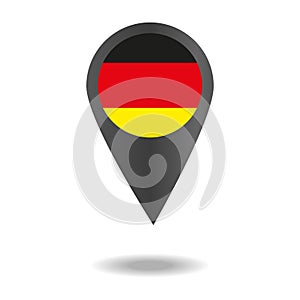 Flags set in shape of map pointers or markers. Flags of the different countries