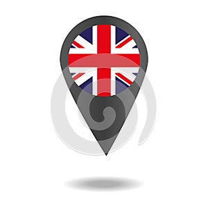 Flags set in shape of map pointers or markers. Flags of the different countries