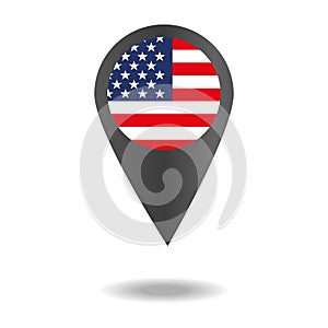 Flags set in shape of map pointers or markers. Flags of the different countries