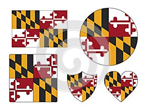 Flags Set of USA State of Maryland