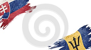 Flags of Slovakia and Barbados on white background