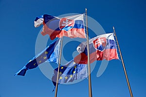 Flags of Slovakia and European Union