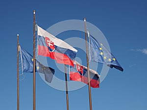 Flags of Slovakia and Europian Union