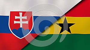 The flags of Slovakia and Ghana. News, reportage, business background. 3d illustration