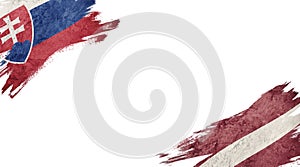 Flags of Slovakia and Luxembourg on white background