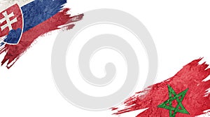 Flags of Slovakia and Morocco on white background