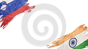 Flags of Slovenia and India on white background