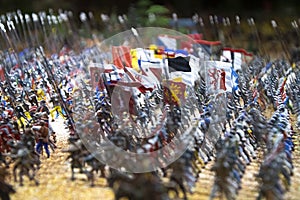 Flags and soldiers toys.