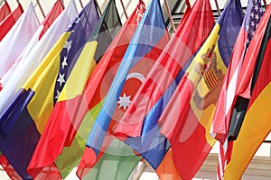 flags of some nations of the world fly together