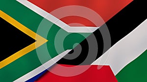 The flags of South Africa and Palestine. News, reportage, business background. 3d illustration