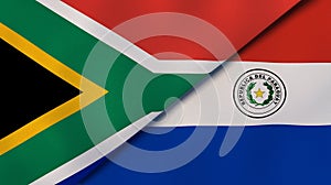 The flags of South Africa and Paraguay. News, reportage, business background. 3d illustration photo