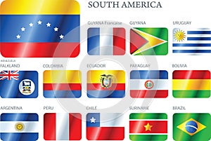Flags South America - set of buttons