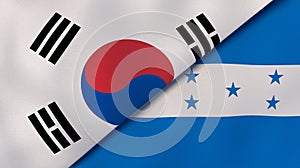 The flags of South Korea and Honduras. News, reportage, business background. 3d illustration