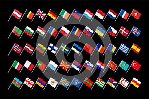 Flags of states and dependent territories of Europe.