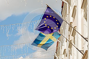 Flags of Sweden and the European Union