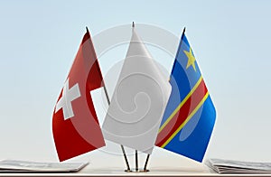 Flags of Switzerland and Democratic Republic of the Congo