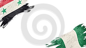 Flags of Syria and Nigeria on white background