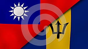 The flags of Taiwan and Barbados. News, reportage, business background. 3d illustration