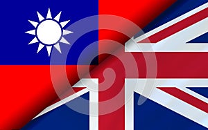Flags of the Taiwan and Britain divided diagonally