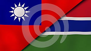 The flags of Taiwan and Gambia. News, reportage, business background. 3d illustration