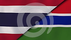 The flags of Thailand and Gambia. News, reportage, business background. 3d illustration