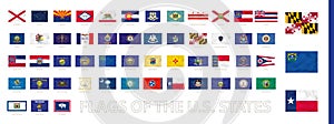 Flags of the U.S. States with waving effect, flags sorted by alphabetically