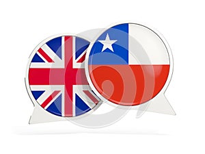 Flags of UK and chile inside chat bubbles